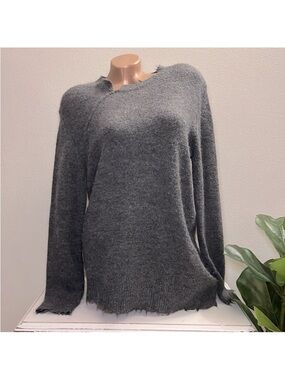 H&M Asymmetrical Gray Wool Blend Long Sleeve Sweater